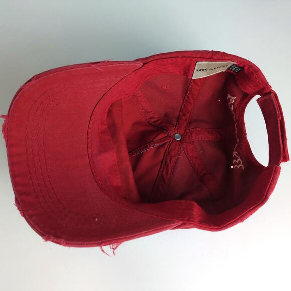 Wild And Free American Flag Distressed Red Baseball Hat Ball Cap 4350 District - Picture 6 of 7